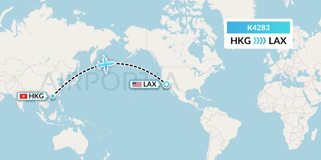K4283 Kalitta Air Flight Map: Hong Kong to Los Angeles