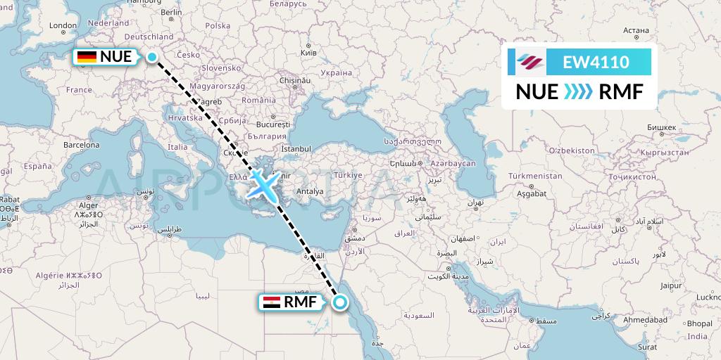 EW4110 Eurowings Flight Map: Nurnberg to Marsa Alam