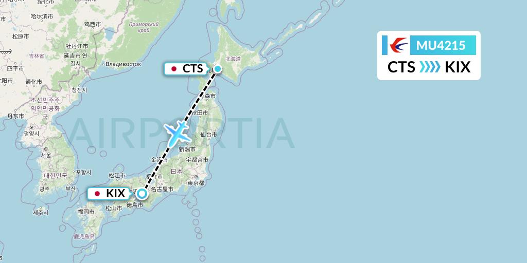 MU4215 China Eastern Airlines Flight Map: Sapporo to Osaka