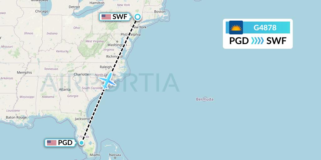 G4878 Allegiant Air Flight Map: Punta Gorda to Newburgh