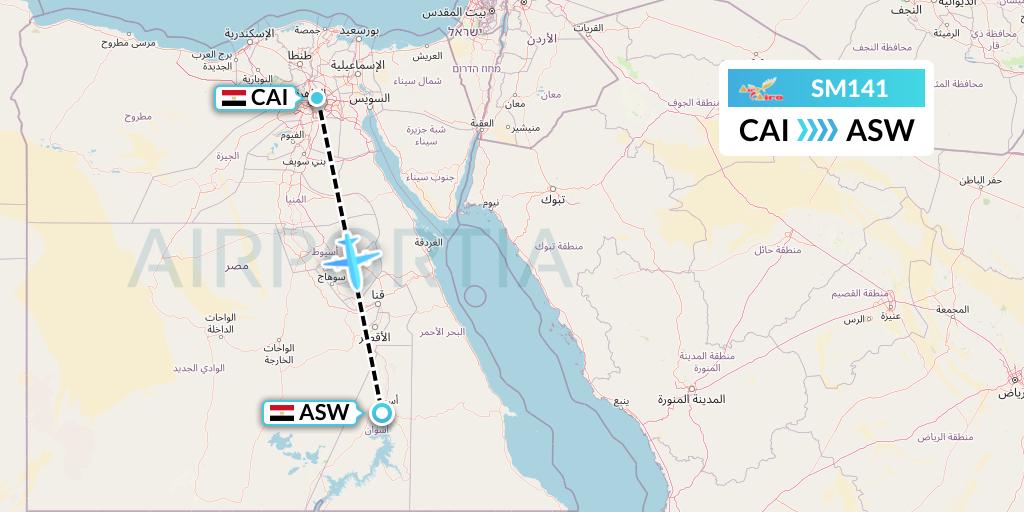 SM141 Air Cairo Flight Map: Cairo to Aswan