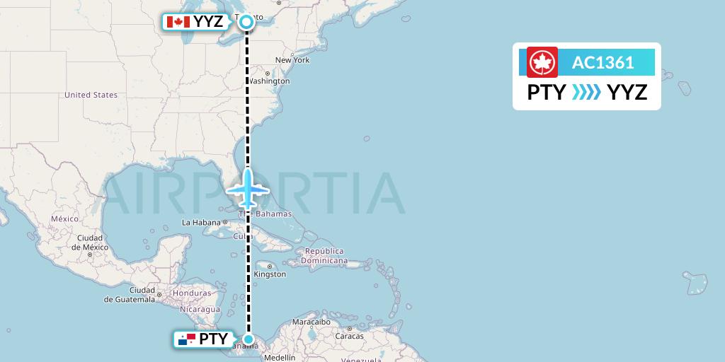 AC1361 Flight Status Air Canada Panama City to Toronto (ACA1361)