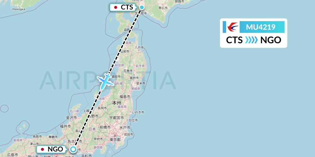 MU4219 China Eastern Airlines Flight Map: Sapporo to Nagoya
