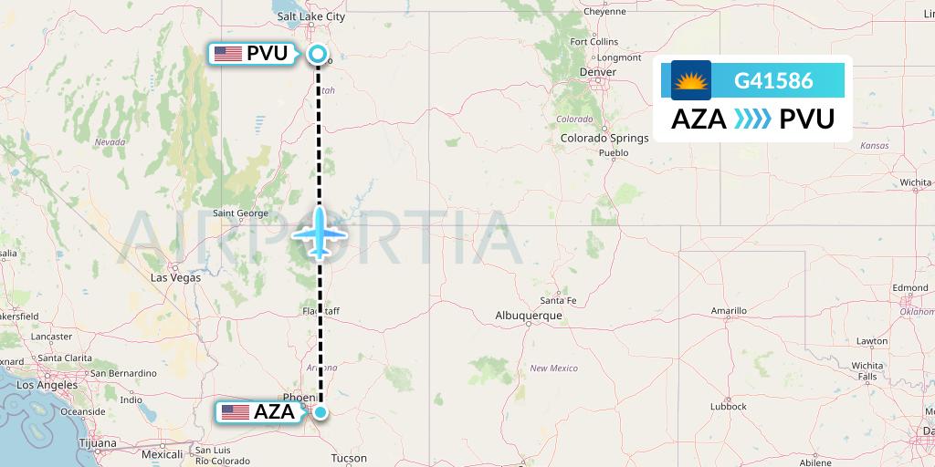 G41586 Allegiant Air Flight Map: Phoenix to Provo
