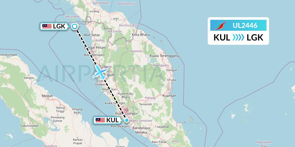UL2446 SriLankan Airlines Flight Map: Kuala Lumpur to Langkawi