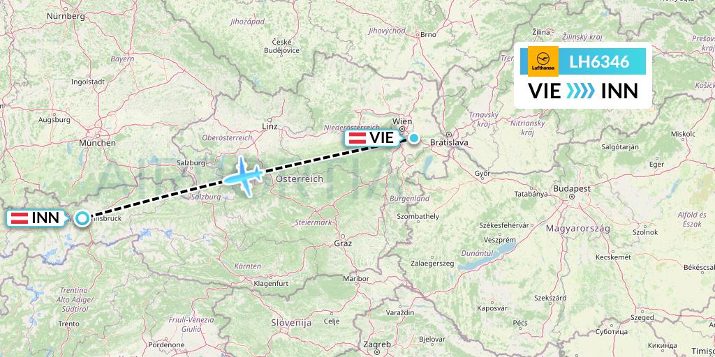 LH6346 Lufthansa Flight Map: Vienna to Innsbruck