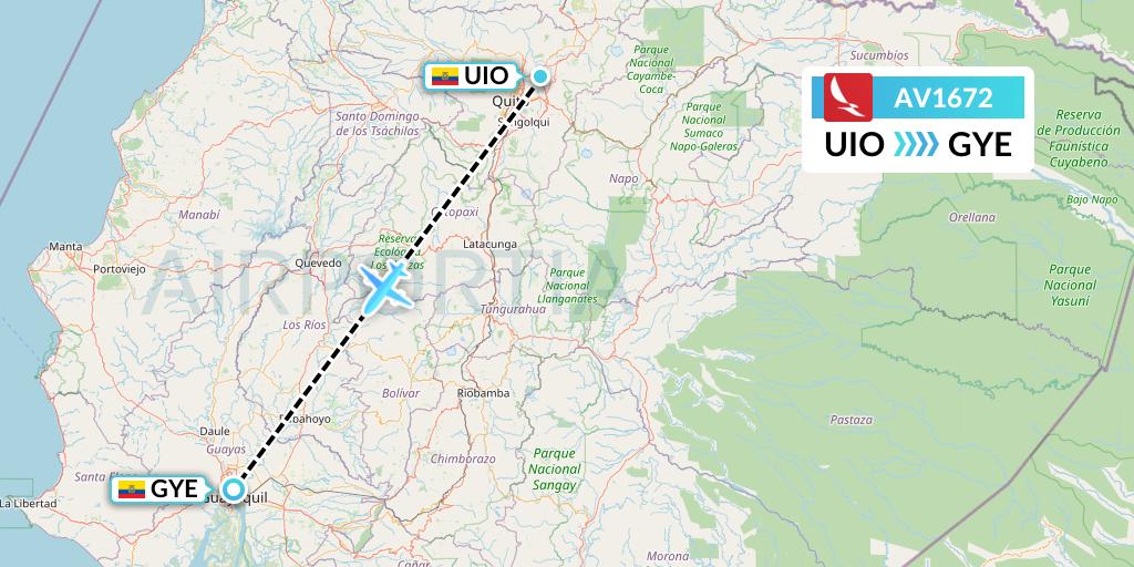 AV1672 Avianca Flight Map: Quito to Guayaquil