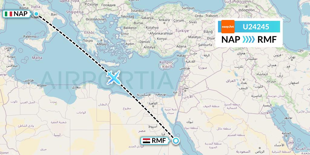 U24245 EasyJet Flight Map: Naples to Marsa Alam