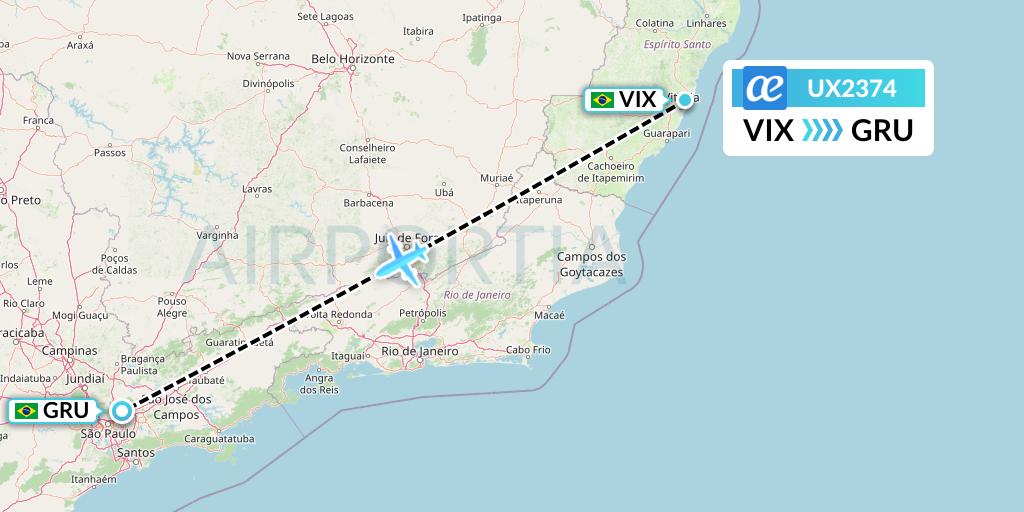 UX2374 Air Europa Flight Map: Vitoria to Sao Paulo