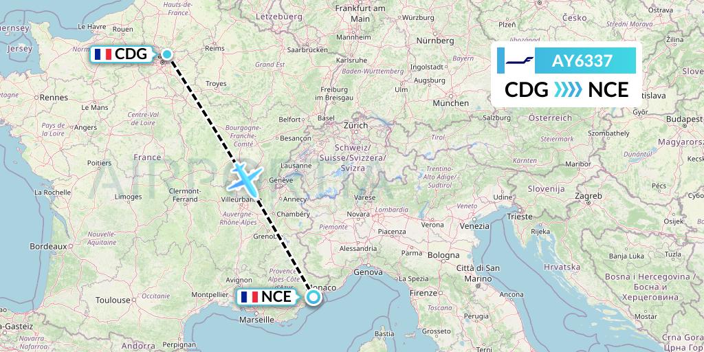 AY6337 Finnair Flight Map: Paris to Nice
