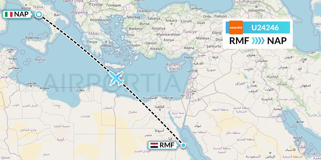 U24246 EasyJet Flight Map: Marsa Alam to Naples