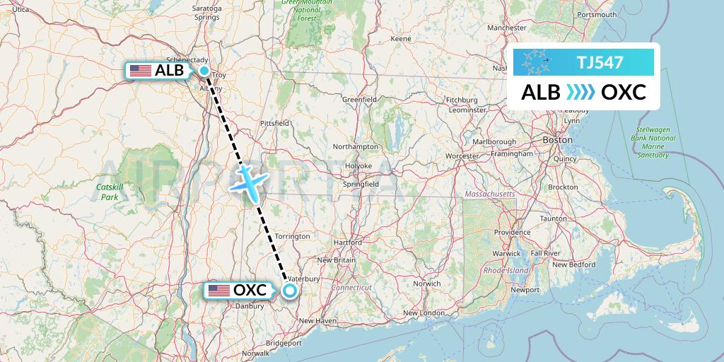 TJ547 Tradewind Aviation Flight Map: Albany to Oxford