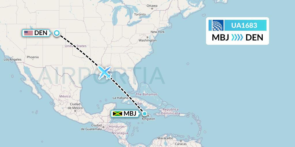 UA1683 United Airlines Flight Map: Montego Bay to Denver