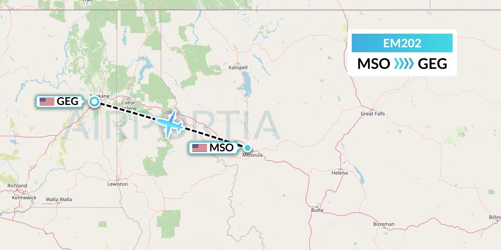 EM202 Empire Airlines Flight Map: Missoula to Spokane