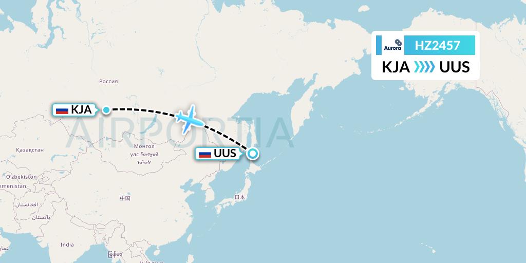 HZ2457 Aurora Flight Map: Krasnoyarsk to Yuzhno-Sakhalinsk
