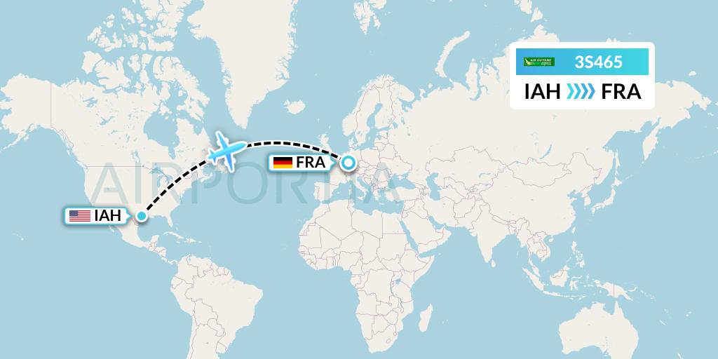 3S465 Air Antilles Express Flight Map: Houston to Frankfurt