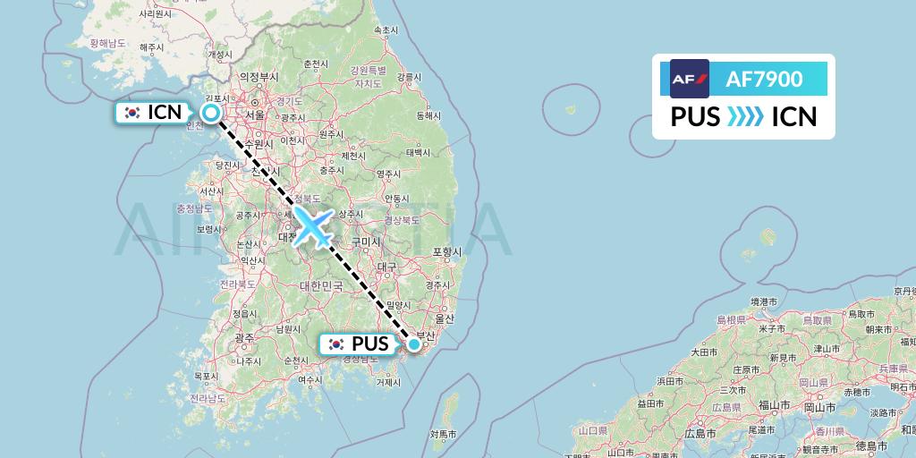 AF7900 Air France Flight Map: Busan to Seoul