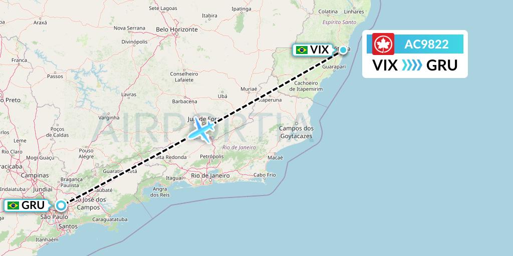 AC9822 Air Canada Flight Map: Vitoria to Sao Paulo