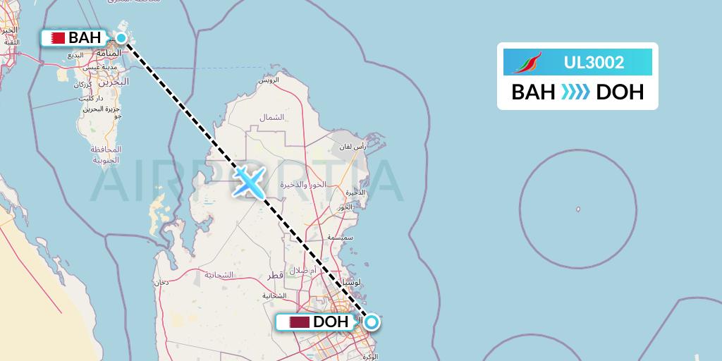 UL3002 SriLankan Airlines Flight Map: Bahrain to Doha