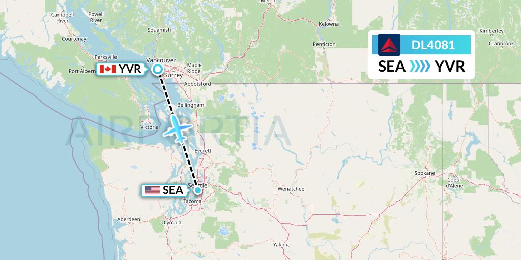 DL4081 Delta Air Lines Flight Map: Seattle to Vancouver