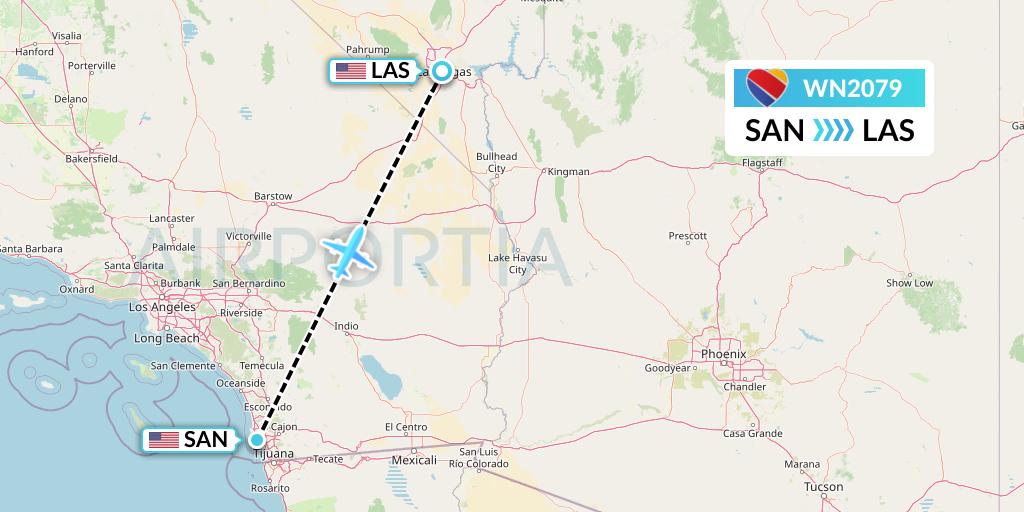 WN2079 Southwest Airlines Flight Map: San Diego to Las Vegas