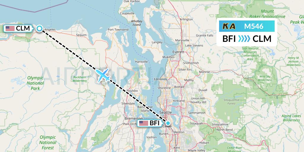 M546 Kenmore Air Flight Map: Seattle to Port Angeles