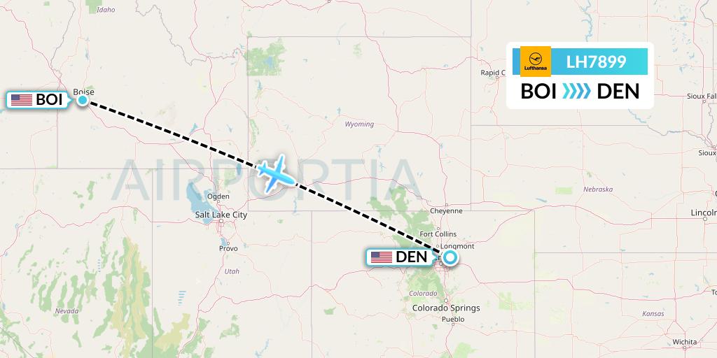 LH7899 Lufthansa Flight Map: Boise to Denver
