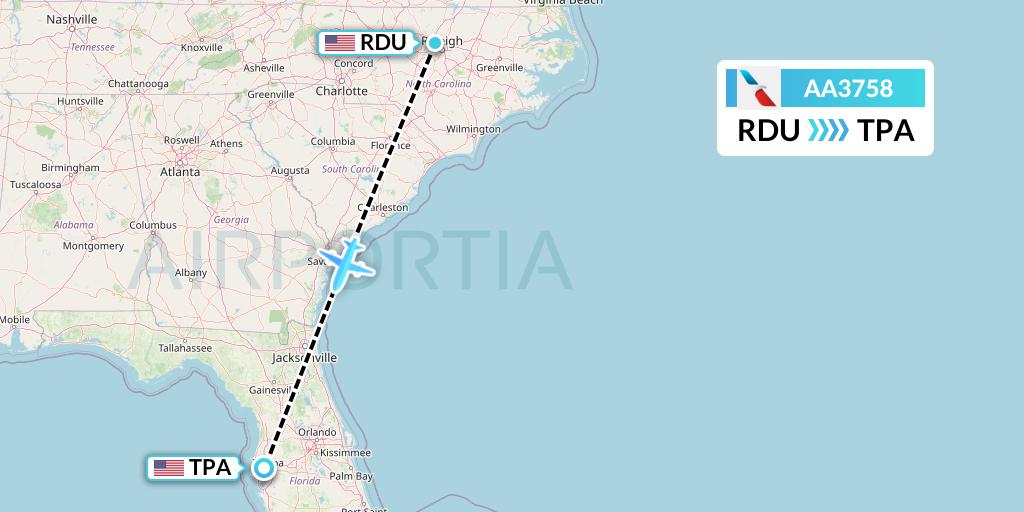 AA3758 Flight Status American Airlines RaleighDurham to Tampa (AAL3758)