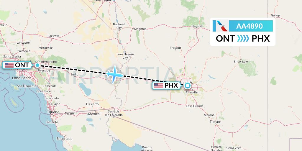 AA4890 American Airlines Flight Map: Ontario to Phoenix