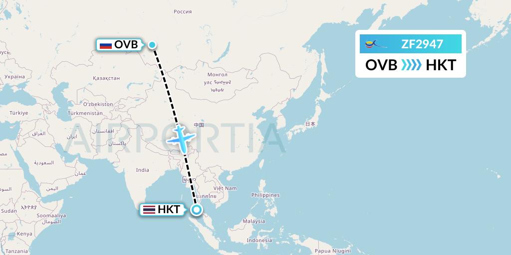 ZF2947 Azur Air Flight Map: Novosibirsk to Phuket