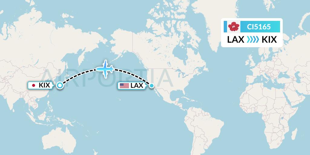 CI5165 China Airlines Flight Map: Los Angeles to Osaka
