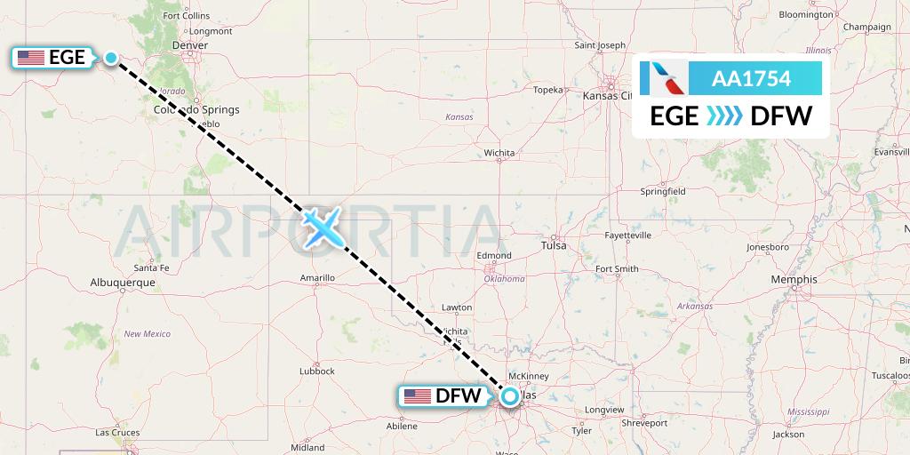 AA1754 American Airlines Flight Map: Eagle to Dallas