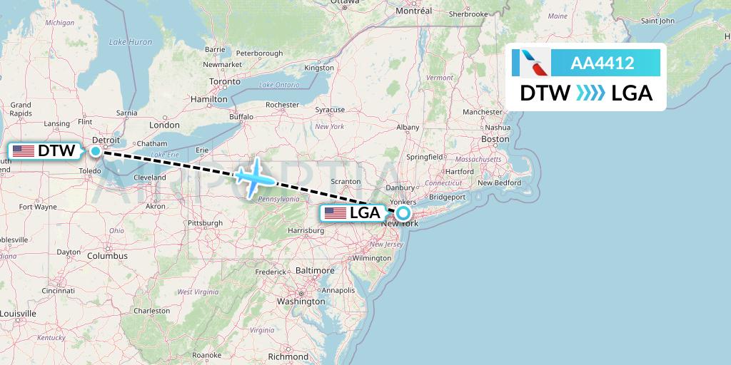 AA4412 American Airlines Flight Map: Detroit to New York