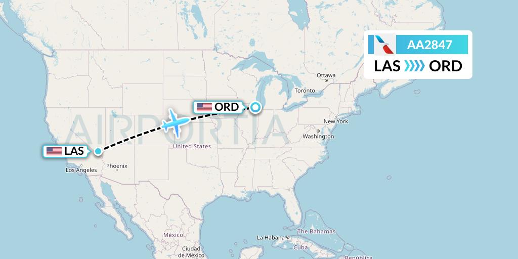 AA2847 American Airlines Flight Map: Las Vegas to Chicago