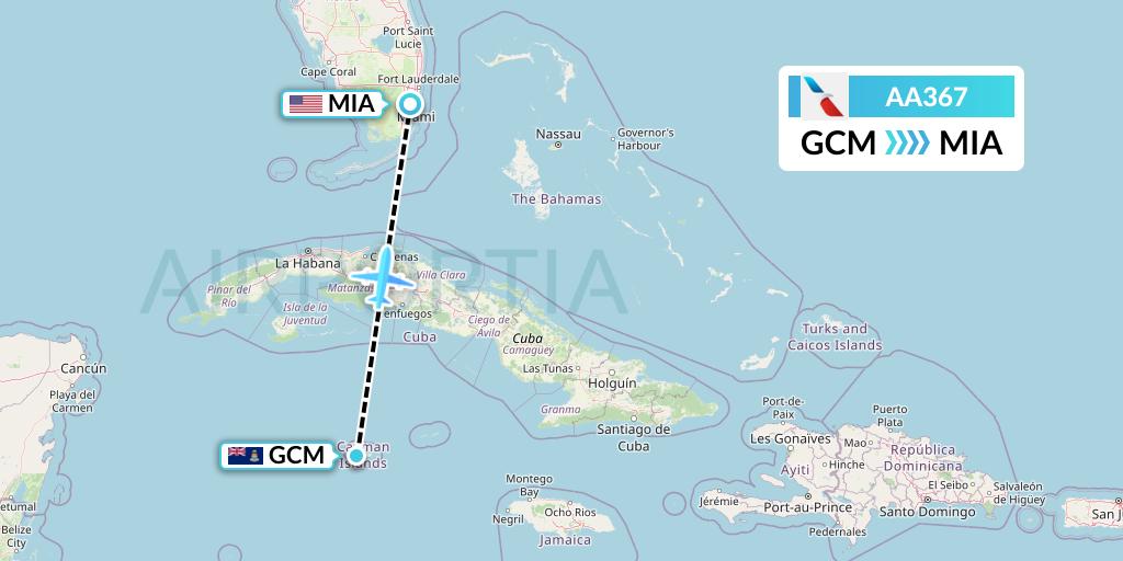 AA367 American Airlines Flight Map: George Town to Miami