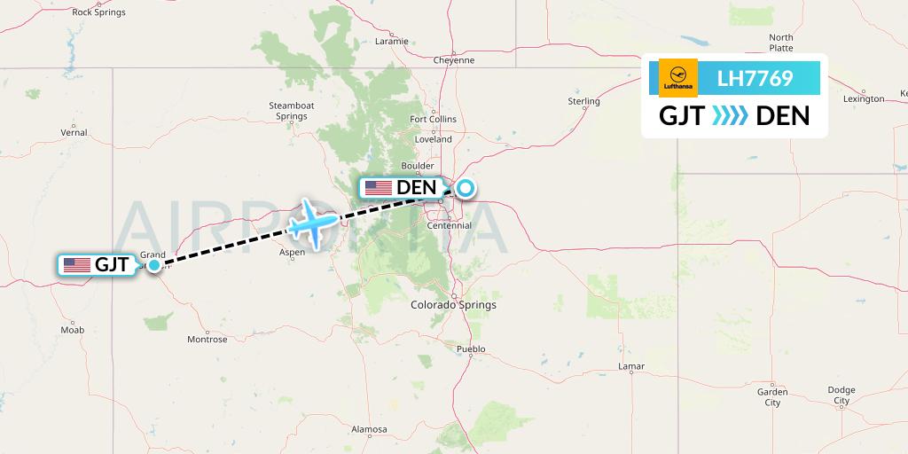 LH7769 Lufthansa Flight Map: Grand Junction to Denver