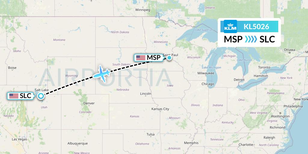 KL5026 Flight Status KLM Minneapolis to Salt Lake City (KLM5026)