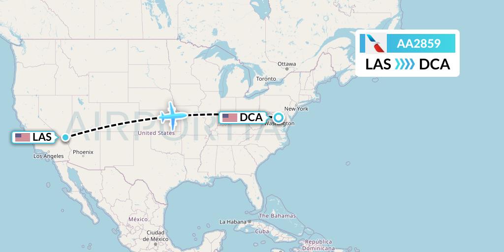 AA2859 American Airlines Flight Map: Las Vegas to Washington