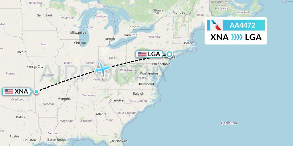 AA4472 American Airlines Flight Map: Bentonville to New York