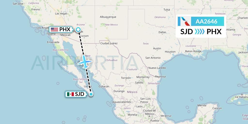 AA2646 American Airlines Flight Map: San Jose del Cabo to Phoenix