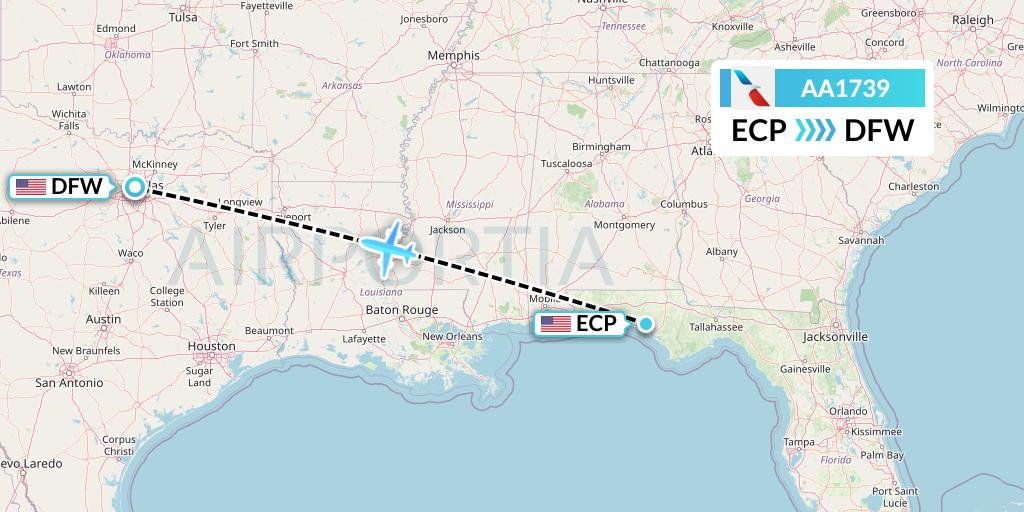 AA1739 American Airlines Flight Map: Panama City to Dallas