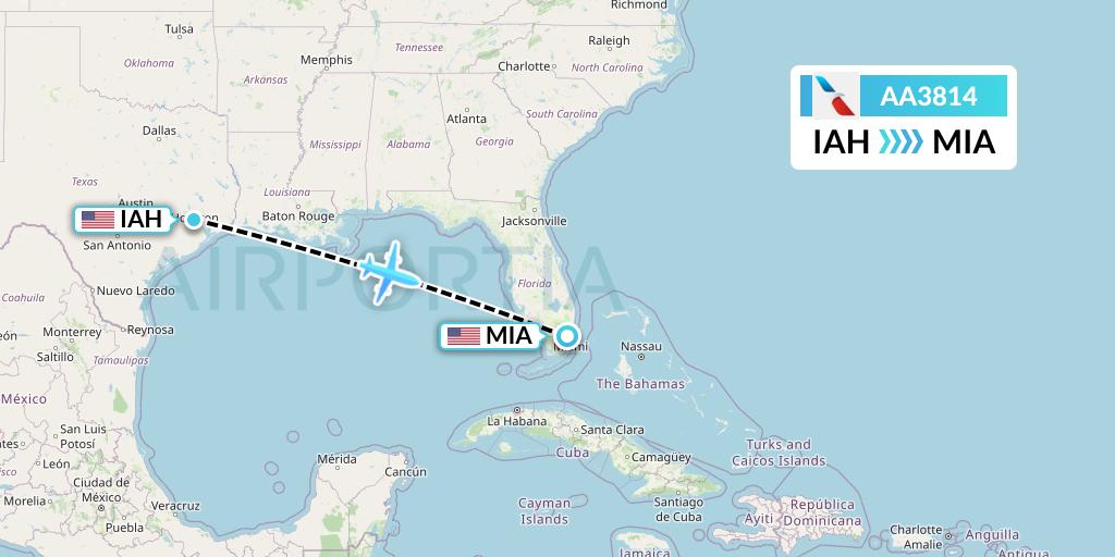 AA3814 American Airlines Flight Map: Houston to Miami