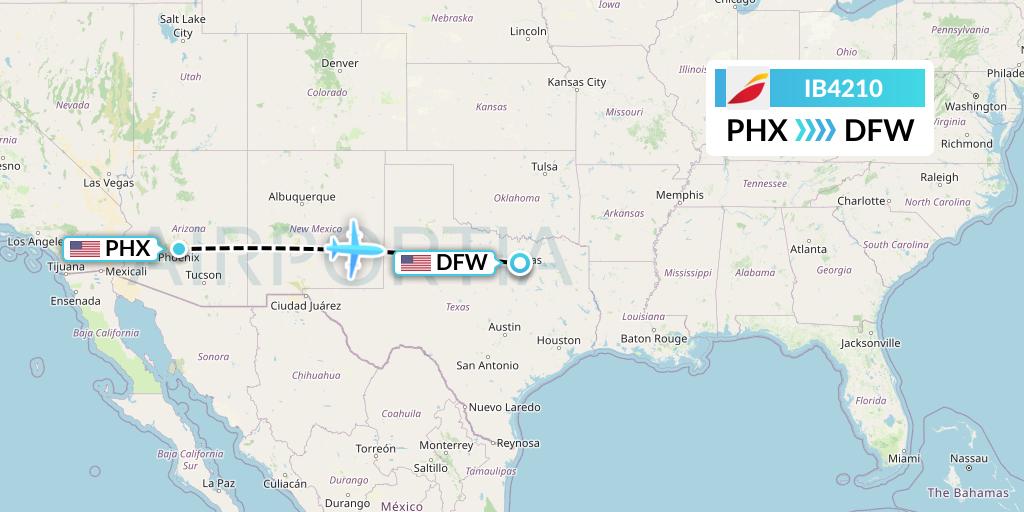IB4210 Iberia Flight Map: Phoenix to Dallas