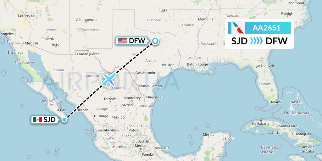 AA2651 American Airlines Flight Map: San Jose del Cabo to Dallas