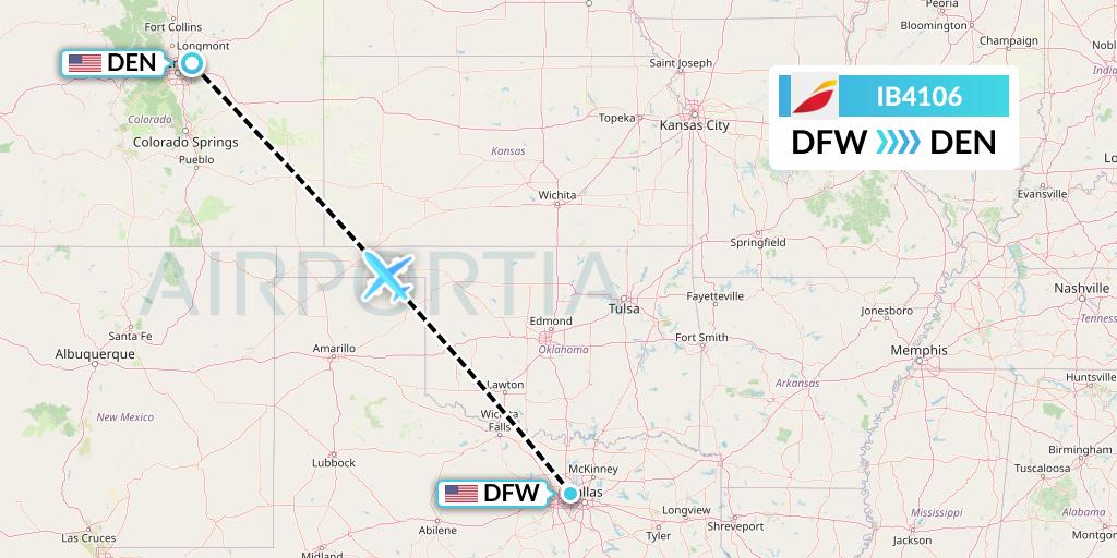 IB4106 Iberia Flight Map: Dallas to Denver