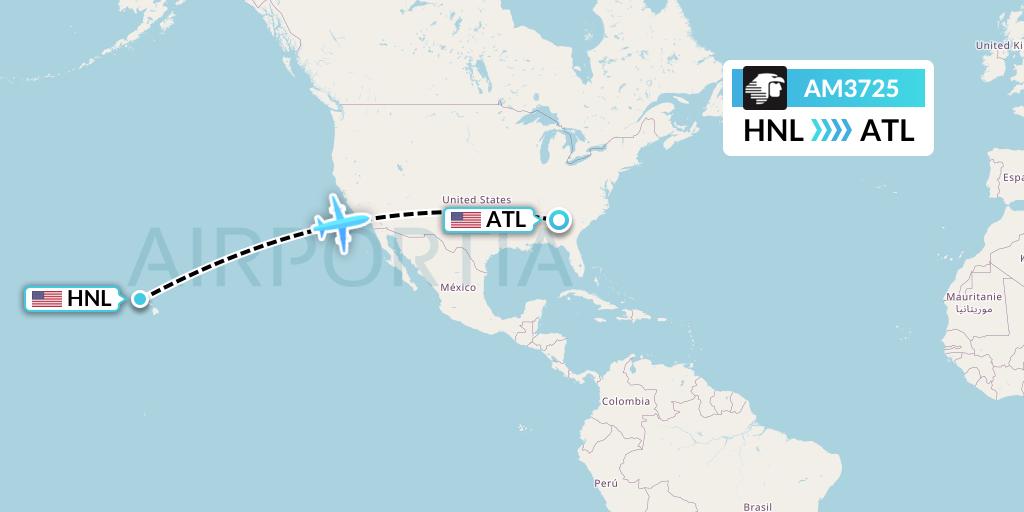 AM3725 Aeromexico Flight Map: Honolulu to Atlanta