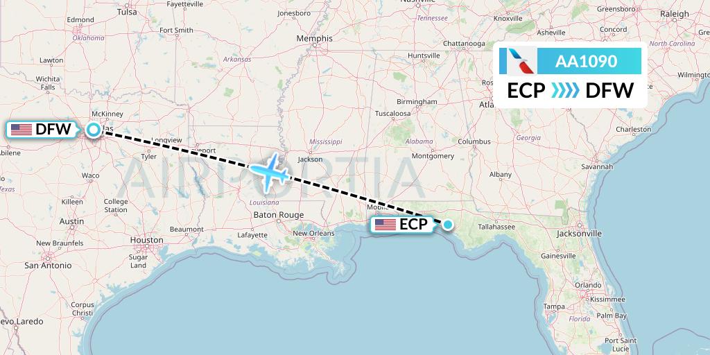 AA1090 American Airlines Flight Map: Panama City to Dallas