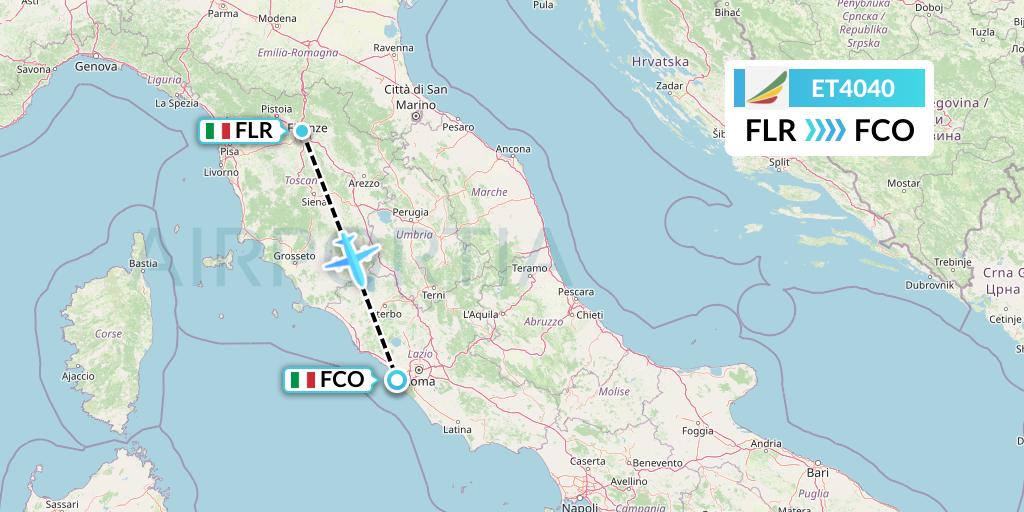 ET4040 Ethiopian Airlines Flight Map: Florence to Rome