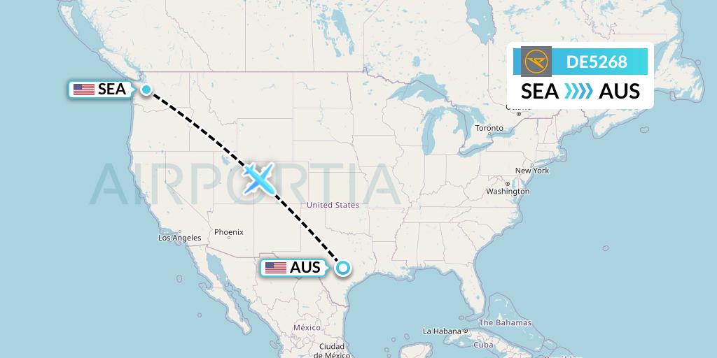 DE5268 Condor Flight Map: Seattle to Austin