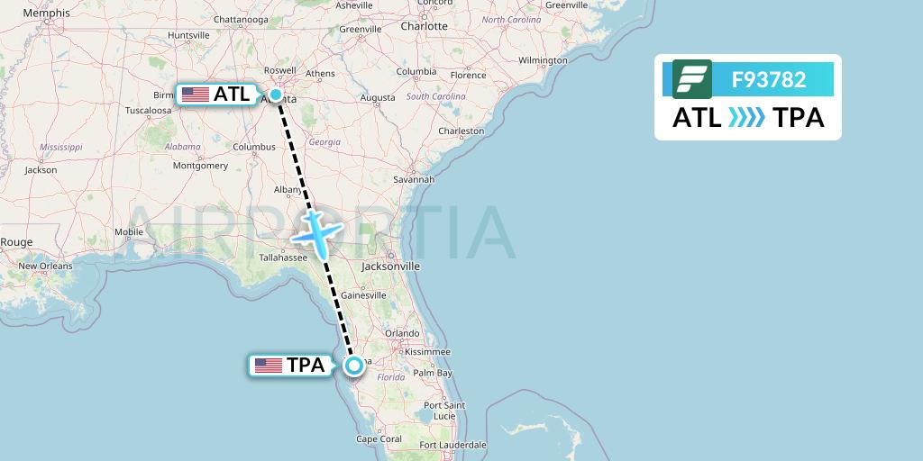 F93782 Frontier Airlines Flight Map: Atlanta to Tampa